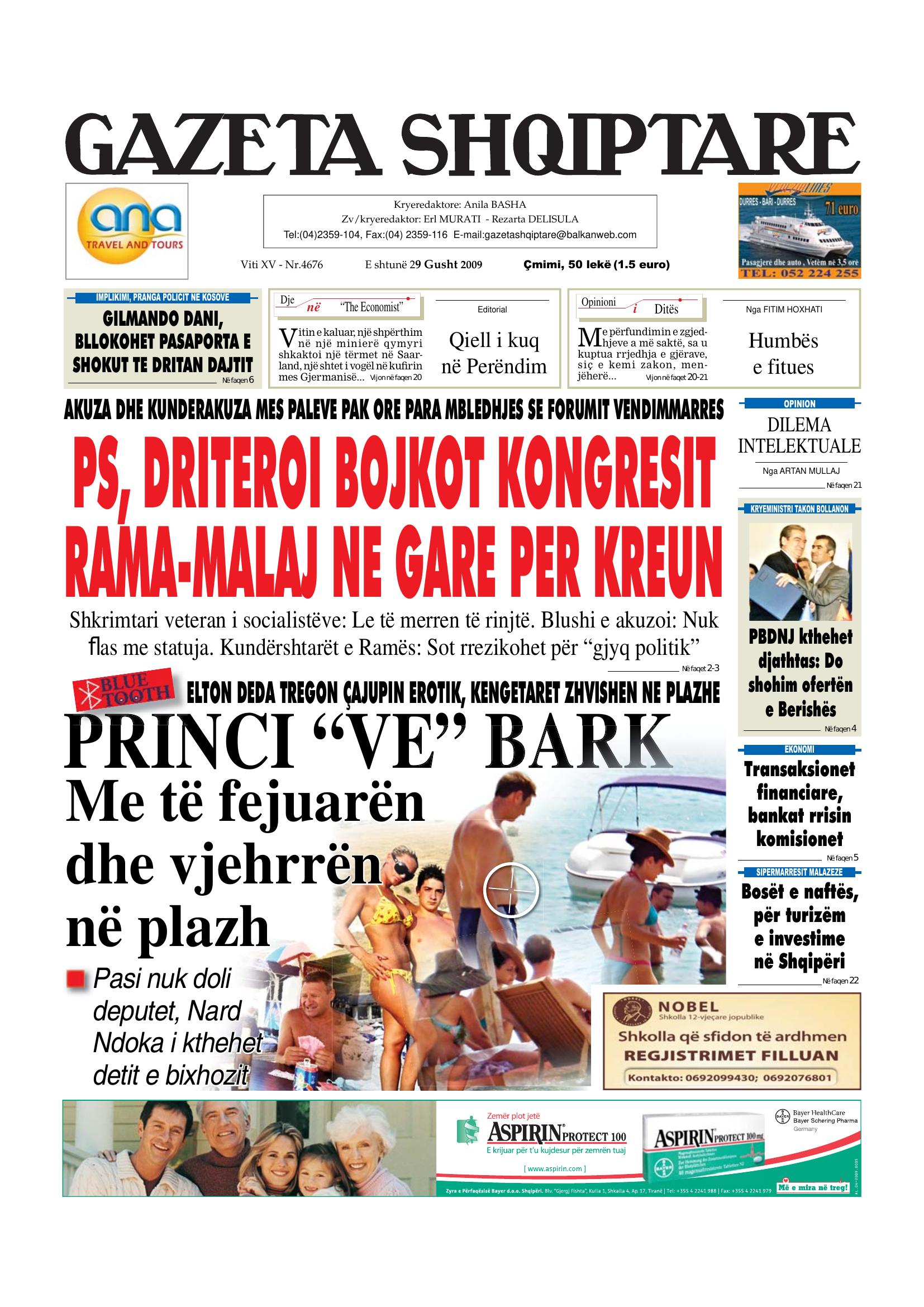 Gazeta Shqiptare 2009-08-29